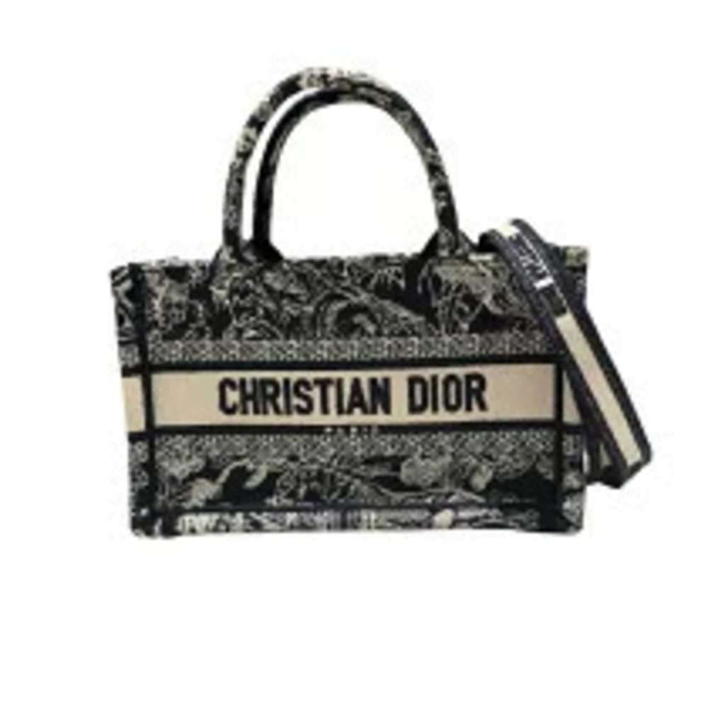Christian Dior Book Tote Navy Blue White Canvas Shoulder Bag
